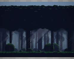 Pixel game art dark forest by __Eder Muniz__. This small preview images represents several separate layers of parallax. This is not an animated gif. 